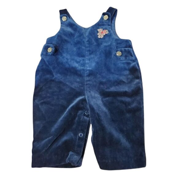 Vintage Navy Jon Jon Longall Teddy Bear Romper - Picture 1 of 3